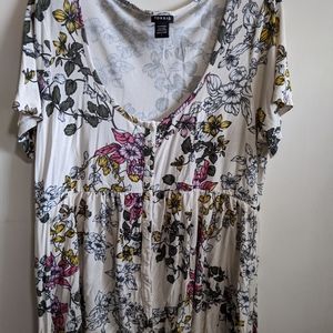 Babydoll Torrid Floral high-low Button-up Blouse